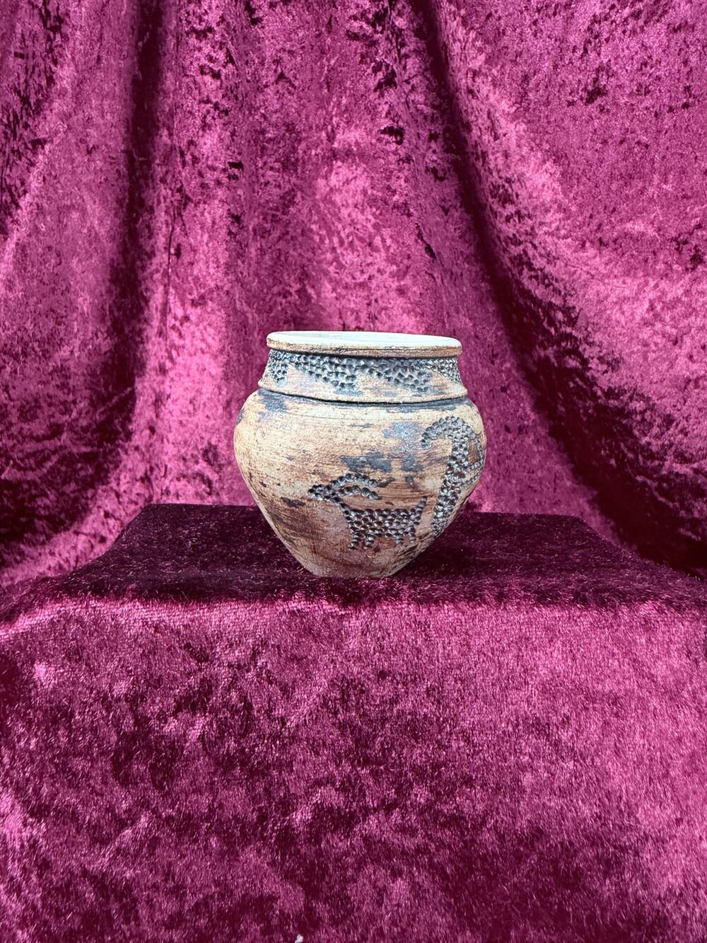 Vintage Native American Pottery Vase Andrea Winters Southwestern Motif Stoneware